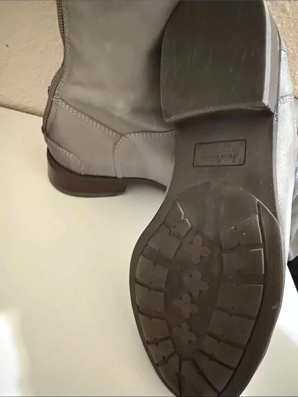 Sam Edelman Tall Leather Riding Boots in Light Gray